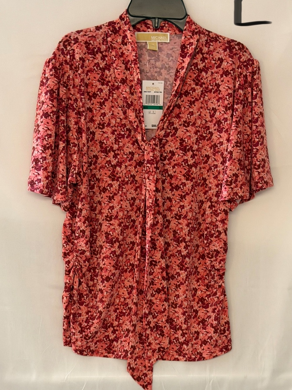 MICHAEL Michael Kors Pink and Red Floral Tie-Front Blouse